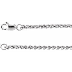 14K White 2.4 mm Wheat 16" Chain