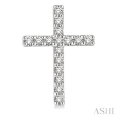 1/10 ctw Cross Round Cut Diamond Petite Fashion Earring in 14K White Gold