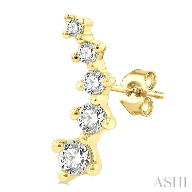 1/4 Ctw Round Cut Diamond Petite Fashion Climbers in 14K Yellow Gold