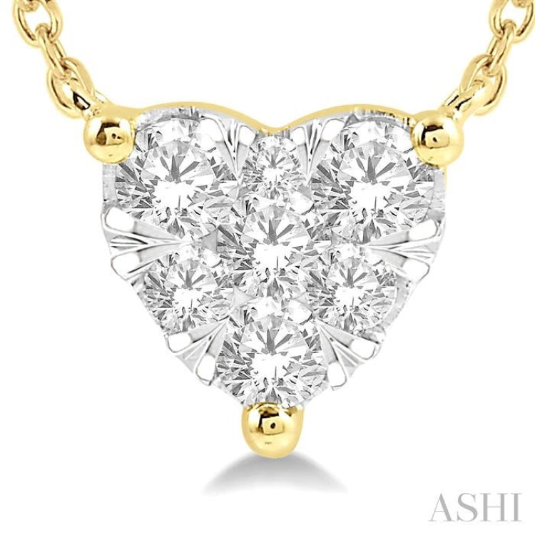 1/4 Ctw Lovebright Diamond Heart Pendant With Chain in 14K Yellow and White Gold