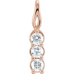 14K Rose 1/2 CTW Lab-Grown Diamond Three-Stone Pendant