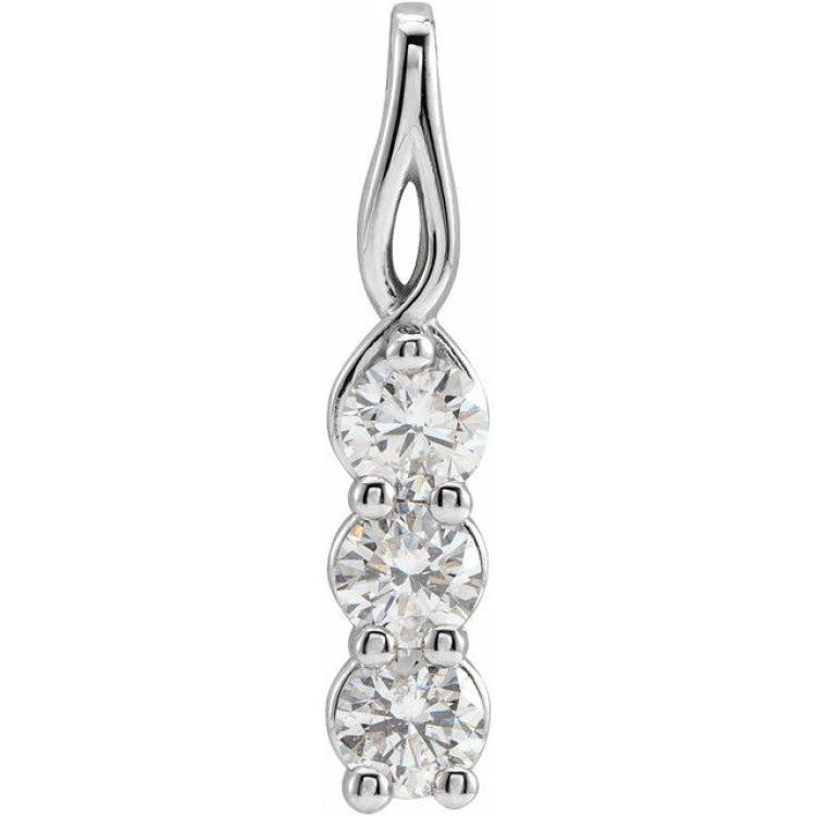 14K White 1/4 CTW Lab-Grown Diamond Three-Stone Pendant