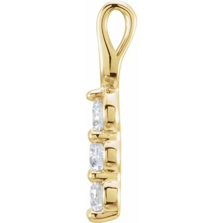 14K Yellow 1 CTW Lab-Grown Diamond Three-Stone Pendant