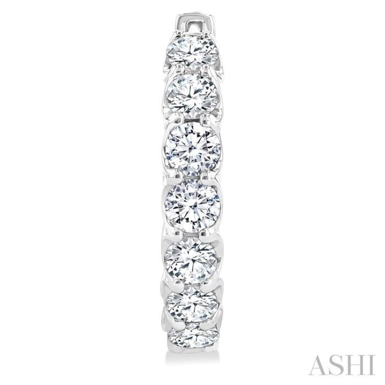 4 Ctw Inside-Out Round Cut Diamond Hoop Earrings in 14K White Gold