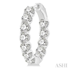 5 ctw Inside-Out Round Cut Diamond Hoop Earrings in 14K White Gold