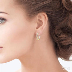 3 ctw Inside-Out Single Prong Set Round Cut Diamond Hoop Earrings in 14K Yellow Gold