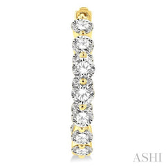 4 ctw Inside-Out Single Prong Set Round Cut Diamond Hoop Earrings in 14K Yellow Gold