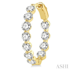 4 ctw Inside-Out Single Prong Set Round Cut Diamond Hoop Earrings in 14K Yellow Gold