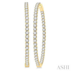 10 ctw Inside-Out Round Cut Diamond 2-Inch Hoop Earrings in 14K Yellow Gold