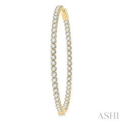 7 ctw Inside-Out Round Cut Diamond 2-Inch Hoop Earrings in 14K Yellow Gold