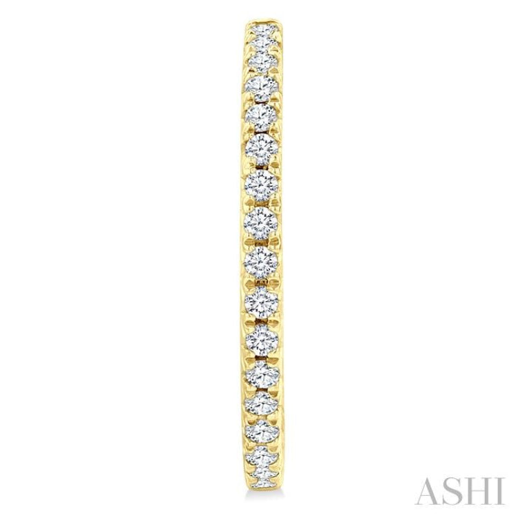 1/3 Ctw French Pave Set Round Cut Diamond Fashion Half Hoop Earrings in 14K Yellow Gold