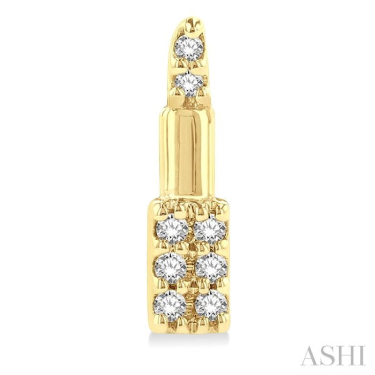 1/20 Ctw Petite Lipstick Round Cut Diamond Fashion Stud Earrings in 10K Yellow Gold