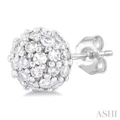 1/5 Ctw Petite Disco Ball Round Cut Diamond Fashion Stud Earring in 10K White Gold
