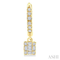 1/3 Ctw Petite Square Shape Fusion Diamond Fashion Huggies in 10K Yellow Gold