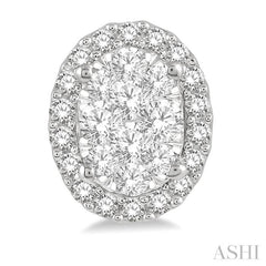 1/2 ctw Oval Shape Lovebright Round Cut Diamond Stud Earrings in 14K White Gold