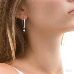 1/3 Ctw Oval Shape Dangler Lovebright Round Cut Diamond Earrings in 14K White Gold