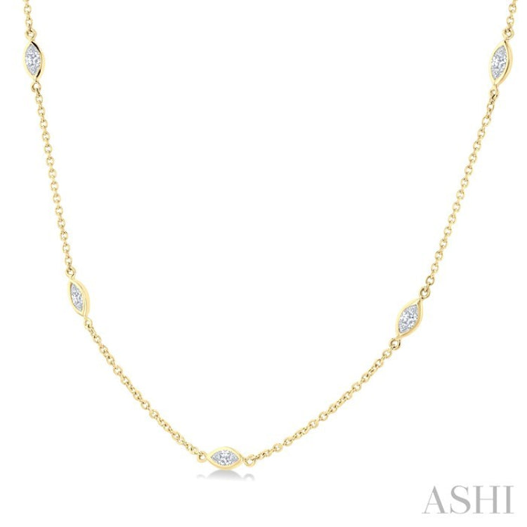 1 Ctw Marquise Cut Diamond Fashion Necklace in 14K Yellow Gold