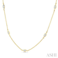 1 Ctw Marquise Cut Diamond Fashion Necklace in 14K Yellow Gold