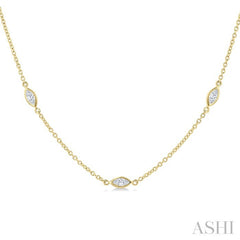 1 Ctw Marquise Cut Diamond Fashion Necklace in 14K Yellow Gold