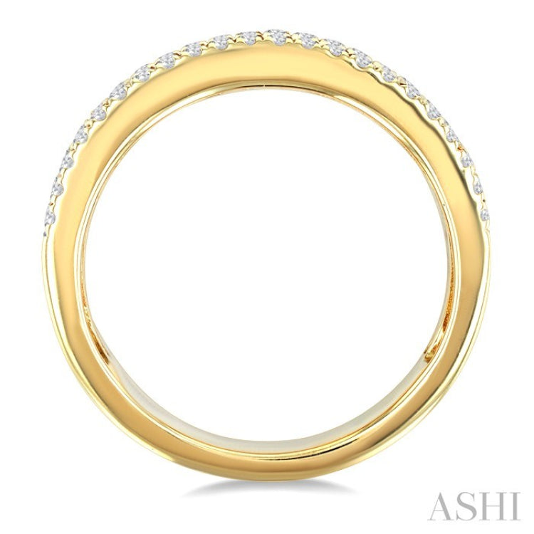 5/8 Ctw Wide 4-Stone Oval & Round Cut Diamond Fashion Band in 14K Yellow Gold