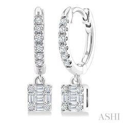 1/3 Ctw Petite Square Shape Fusion Diamond Fashion Huggies in 10K White Gold