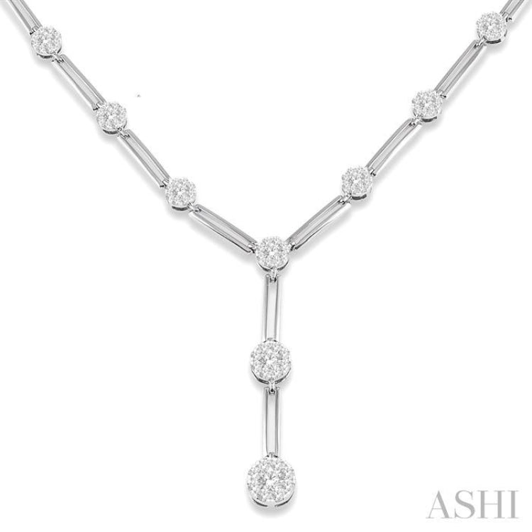 2 Ctw Lovebright Round Cut Diamond Elongated Link Necklace in 14K White Gold