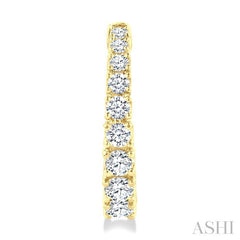 1 Ctw Graduated Round Cut Diamond Fashion Hoop Earrings in 14K Yellow Gold