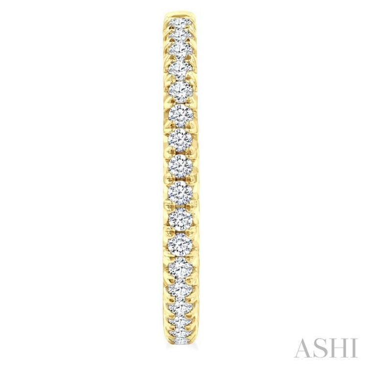1 1/2 Ctw French Pave Set Round Cut Diamond Fashion Half Hoop Earring in 14K Yellow Gold