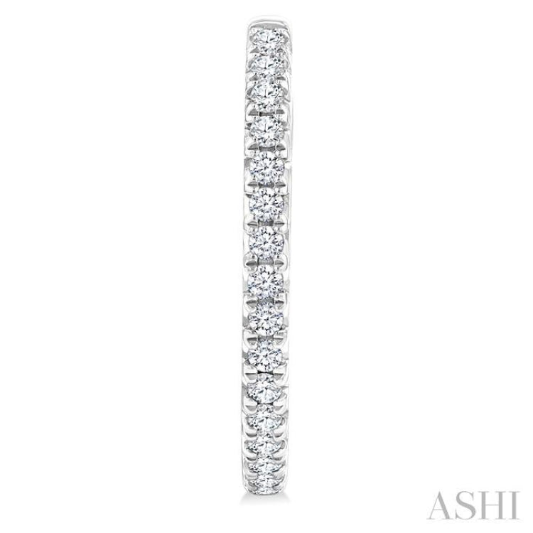 3/4 Ctw French Pave Set Round Cut Diamond Fashion Half Hoop Earrings in 14K White Gold