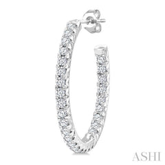3/4 Ctw French Pave Set Round Cut Diamond Fashion Half Hoop Earrings in 14K White Gold