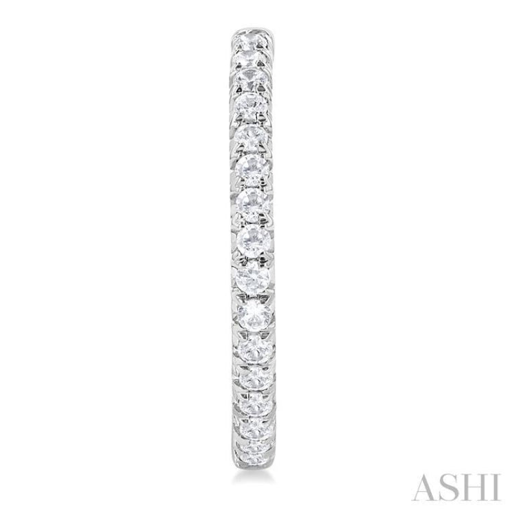 1/2 Ctw French Pave Set Round Cut Diamond Fashion Half Hoop Earring in 14K White Gold