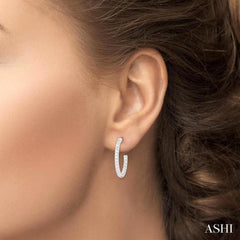 1/2 Ctw French Pave Set Round Cut Diamond Fashion Half Hoop Earrings in 14K White Gold