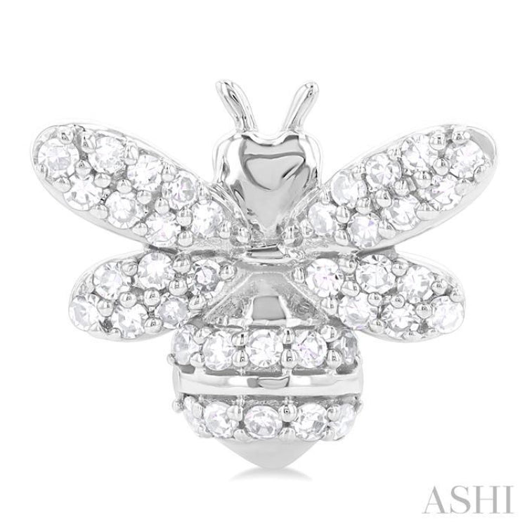 1/3 Ctw Petite Bumble Bee Round Cut Diamond Fashion Stud Earrings in 10K White Gold