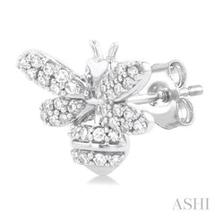 1/3 Ctw Petite Bumble Bee Round Cut Diamond Fashion Stud Earrings in 10K White Gold