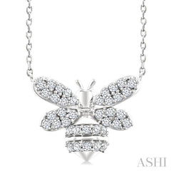 1/4 Ctw Petite Bumble Bee Round Cut Diamond Fashion Pendant With Chain in 10K White Gold