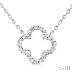 1/8 Ctw Petite Clover Round Cut Diamond Fashion Pendant With Chain in 10K White Gold