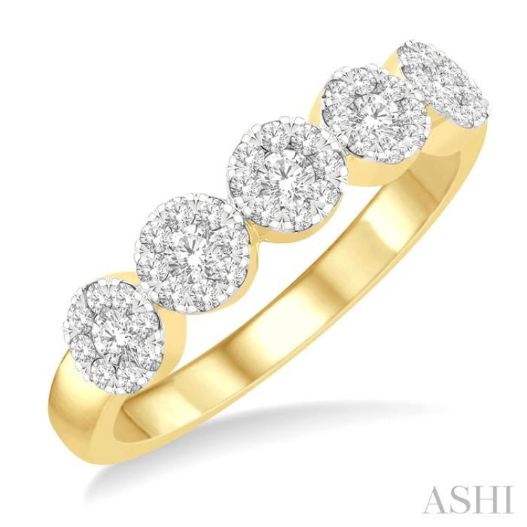 1/2 Ctw 5-Stone Lovebright Round Cut Diamond Band in 14K Yellow & White Gold