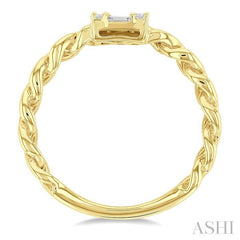 1/4 Ctw Fusion Baguette and Round Cut Diamond Curb & Cuban Link Fashion Ring in 14K Yellow Gold
