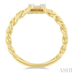 1/4 Ctw Fusion Baguette and Round Cut Diamond Curb & Cuban Link Fashion Ring in 14K Yellow Gold