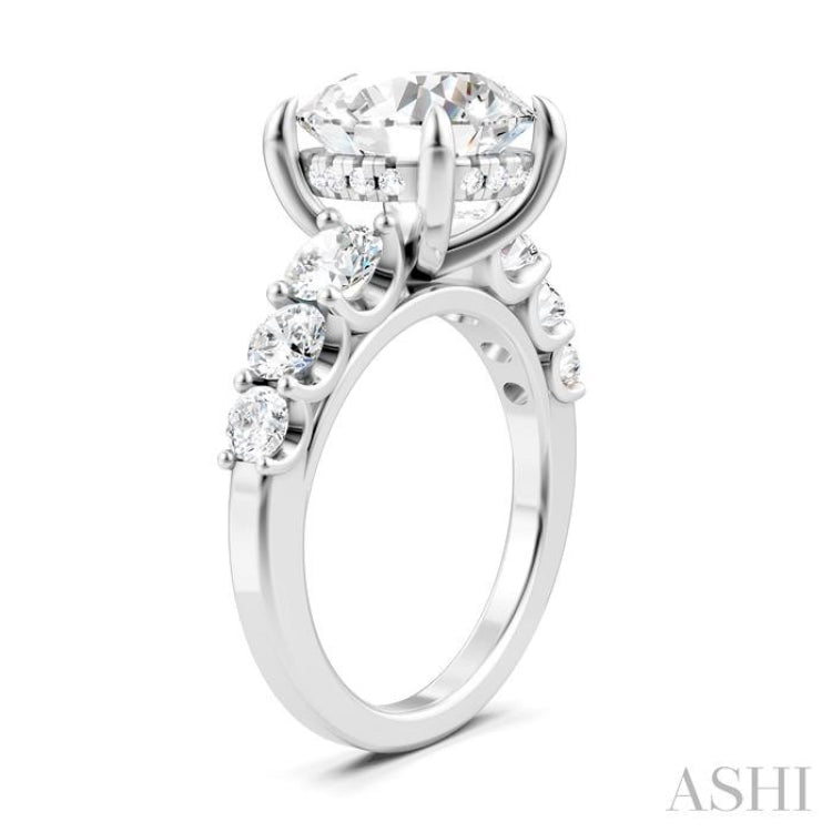 1 1/5 Ctw Round Shape Round Cut Diamond Semi-Mount Engagement Ring in 14K White Gold