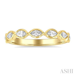 3/4 Ctw East-West Set Marquise Cut Bezel Diamond Stackable Fashion Band in 14K Yellow Gold
