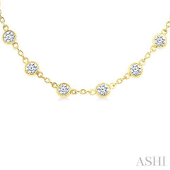 4 Ctw Bezel Set Round Cut Diamond Station Necklace in 14K Yellow Gold