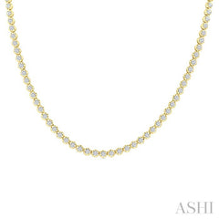 7 Ctw Illusion Round Cut Diamond Eternity Tennis Necklace in 14K Yellow Gold