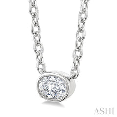 1/6 Ctw Petite East-West Bezel Set Oval Cut Diamond Fashion Pendant With Chain in 10K White Gold