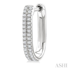 1/5 Ctw Twin Row Round Cut Diamond Fashion Hoop Earrings in 10K White Gold
