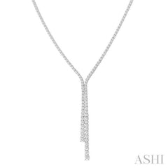5 Ctw Open-End Y-Shape Round Cut Diamond Lariat Necklace in 14K White Gold