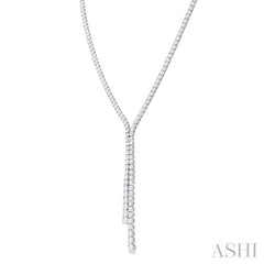5 Ctw Open-End Y-Shape Round Cut Diamond Lariat Necklace in 14K White Gold