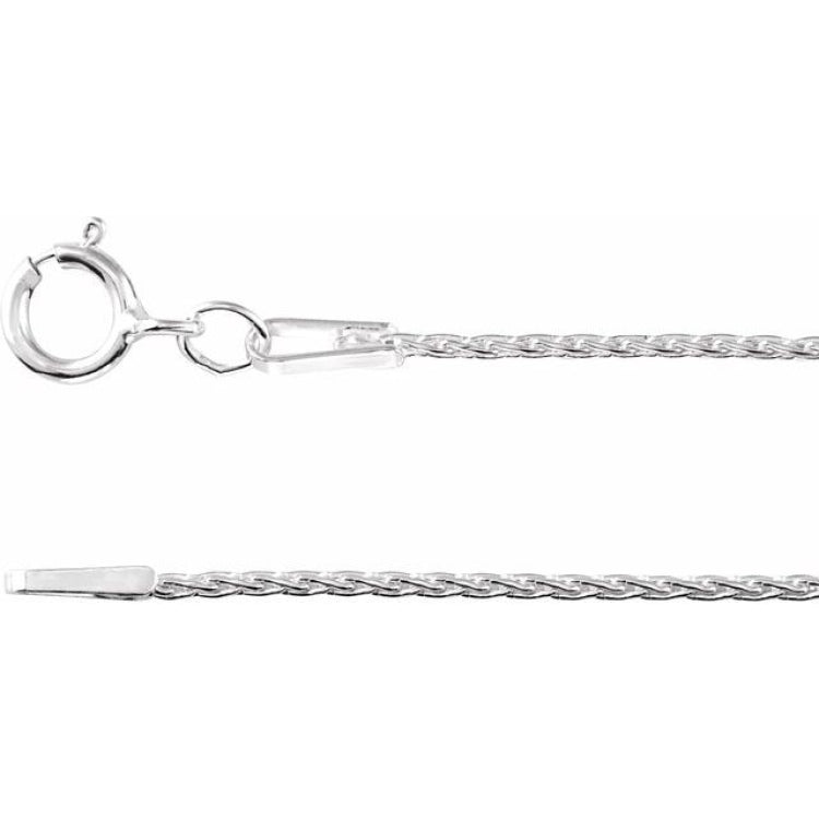Rhodium-Plated Sterling Silver 1 mm Wheat 24" Chain