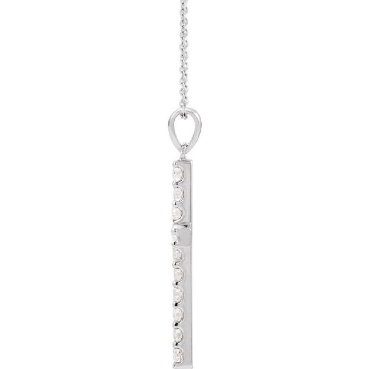 Platinum 1/10 CTW Natural Diamond Cross 18" Necklace