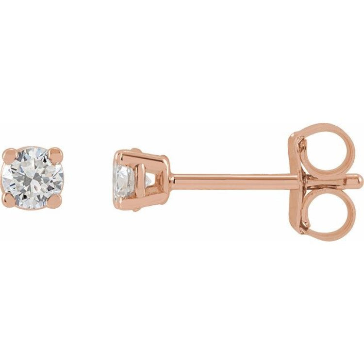 14K Rose Gold 1/6 CTW Natural White Diamond Earrings